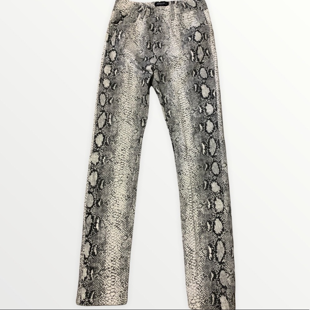 Nasty Gal Snake Print Skinny Jeans - Gray and Black